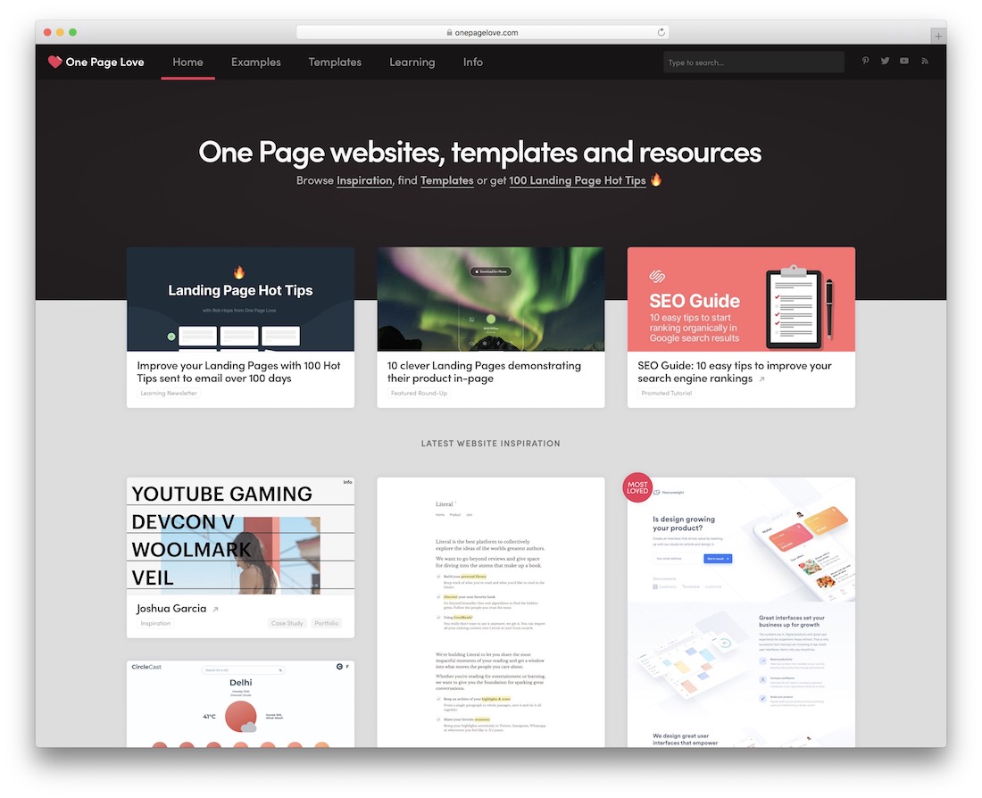 une page amour vitrine inspiration site web design