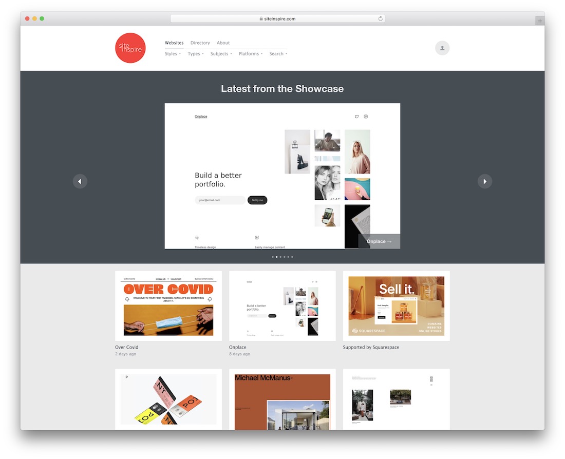 siteinspire vitrine inspiration site web design