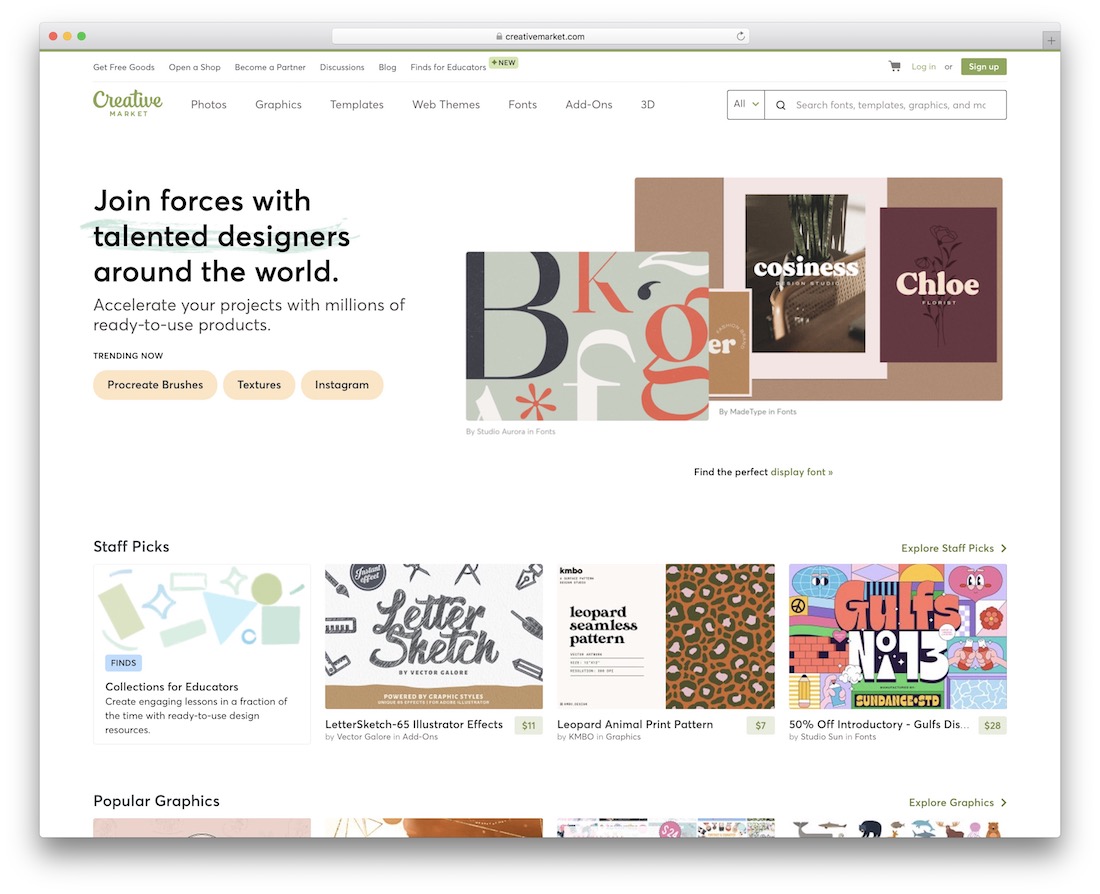 site d'inspiration de vitrine de marché créatif pour la conception de sites Web