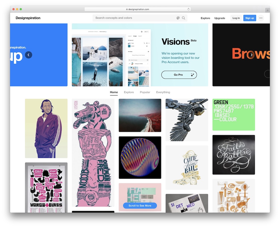 designspiration vitrine site d'inspiration pour la conception web