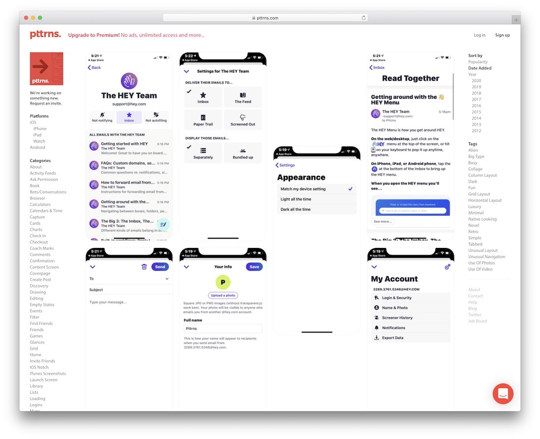 pttrns présente un site d'inspiration pour la conception mobile