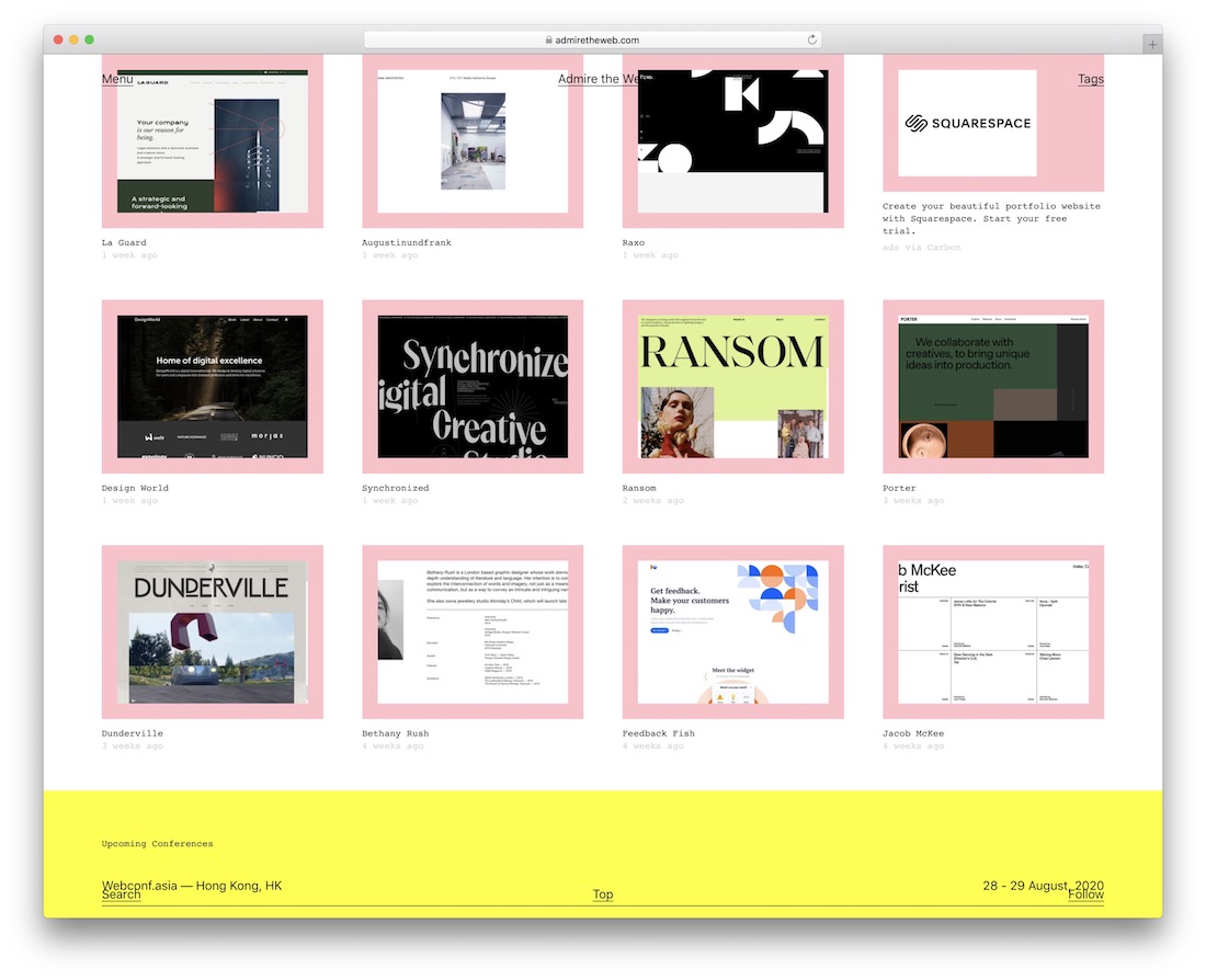 admirer le web vitrine inspiration web design