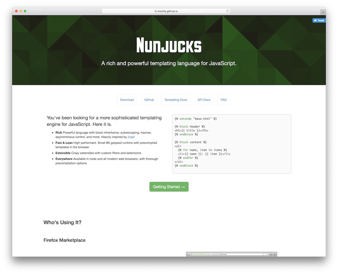 motore di template nunjucks per javascript