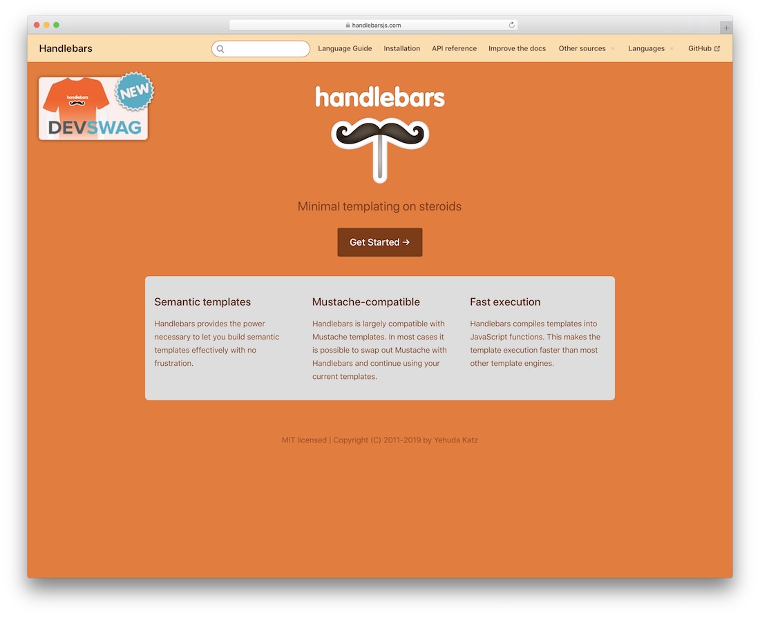modelli minimi del manubrio per javascript