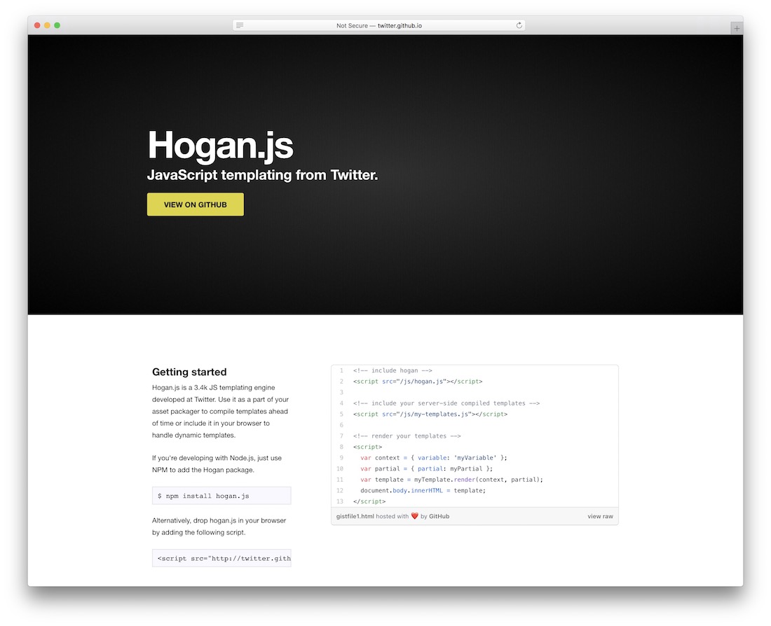 motore di template hogan per javascript
