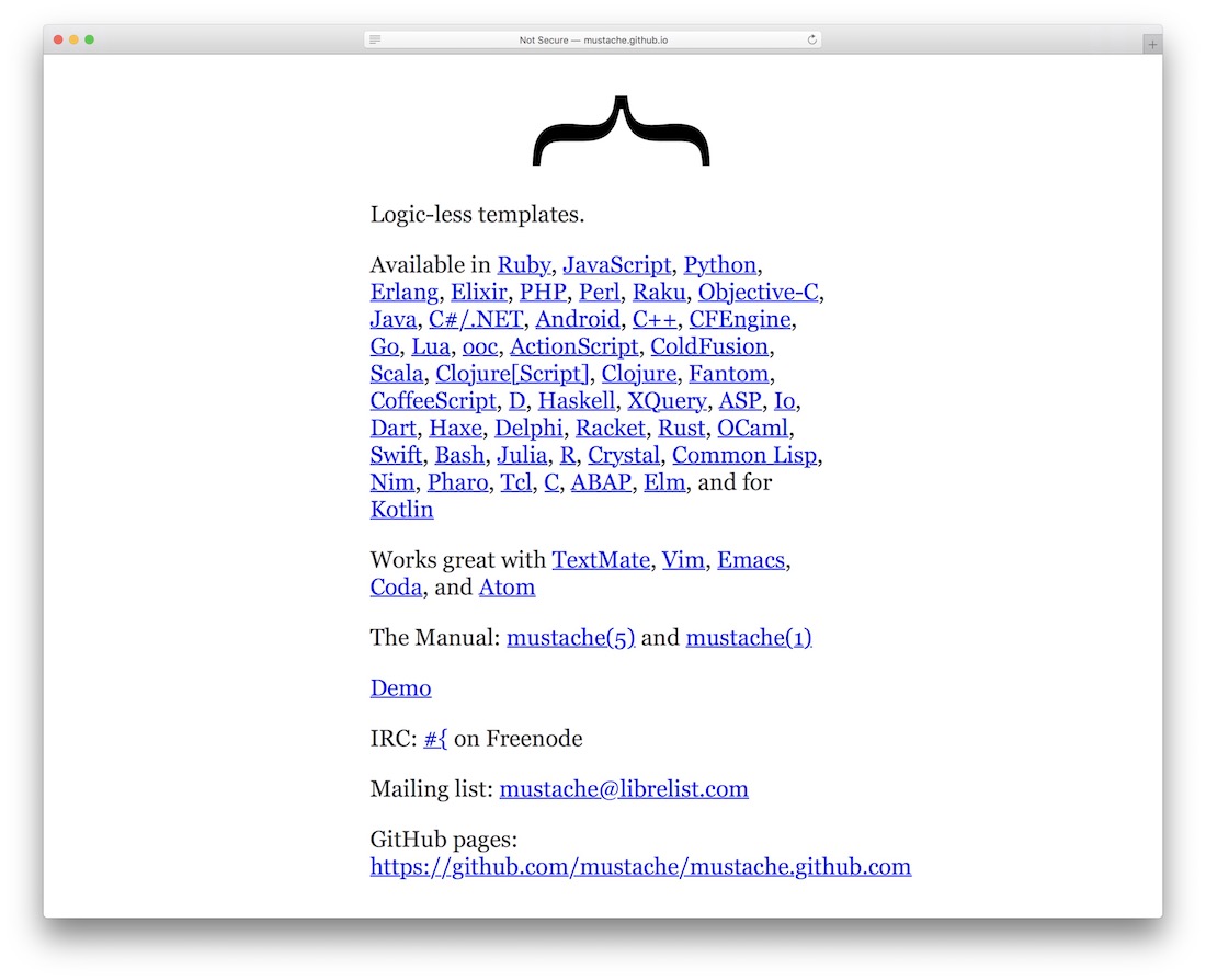 motore di modelli di baffi per javascript