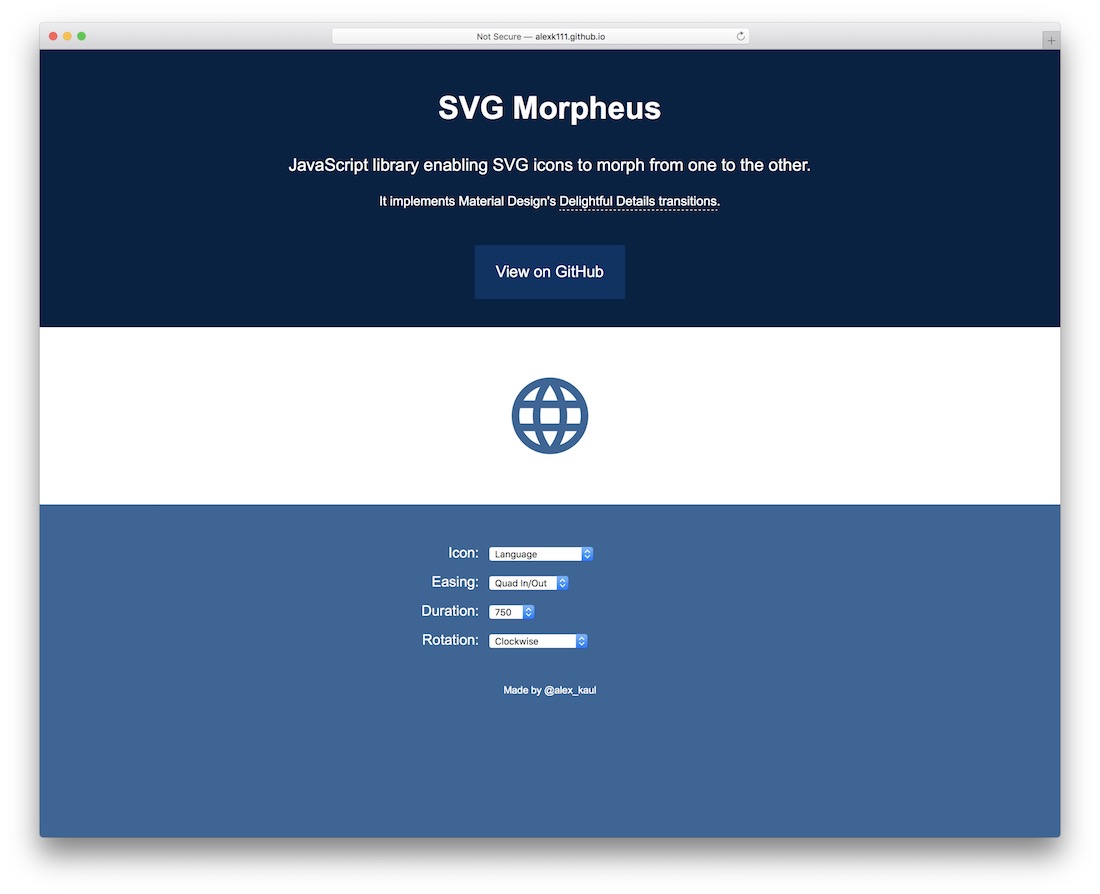 svg morpheus js biblioteka svg ikony narzędzie