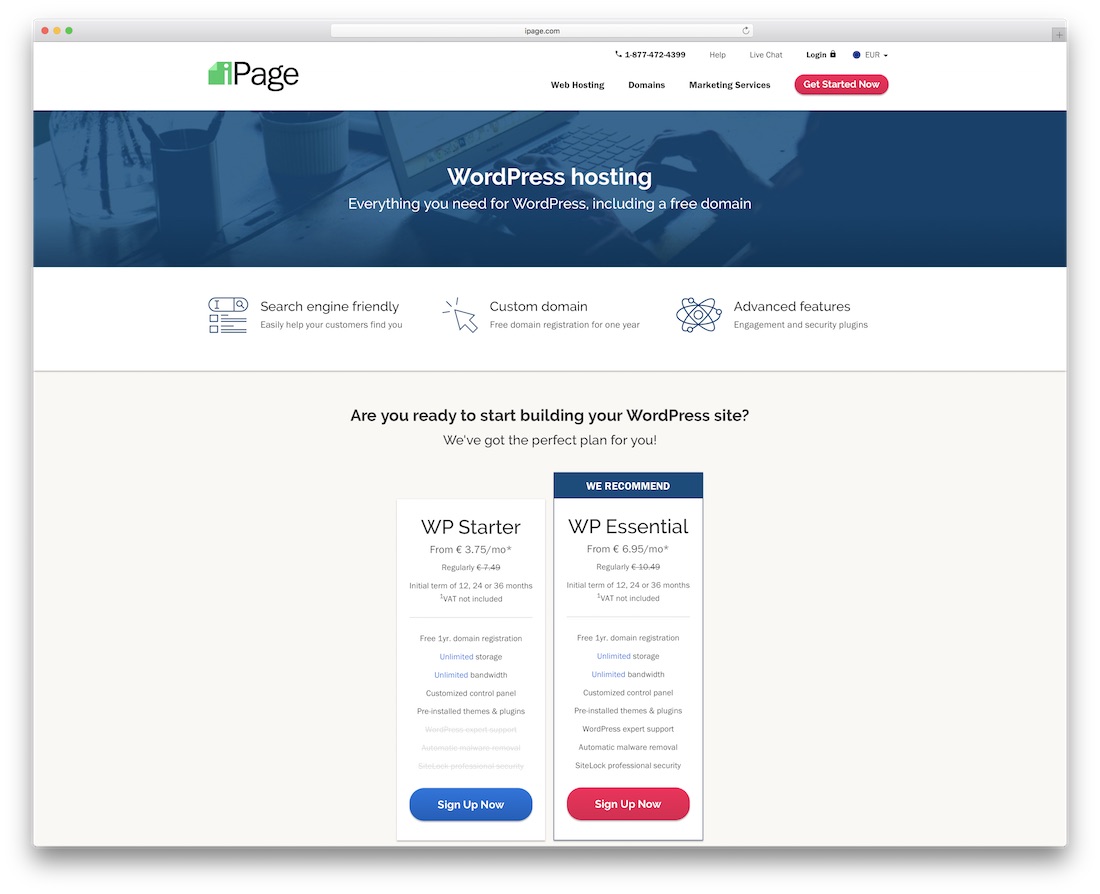ipage hébergement pas cher pour wordpress