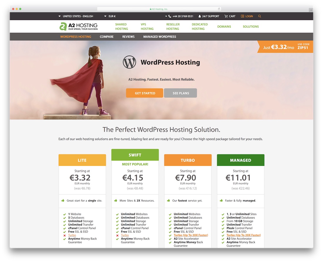 a2 hébergement pas cher pour wordpress