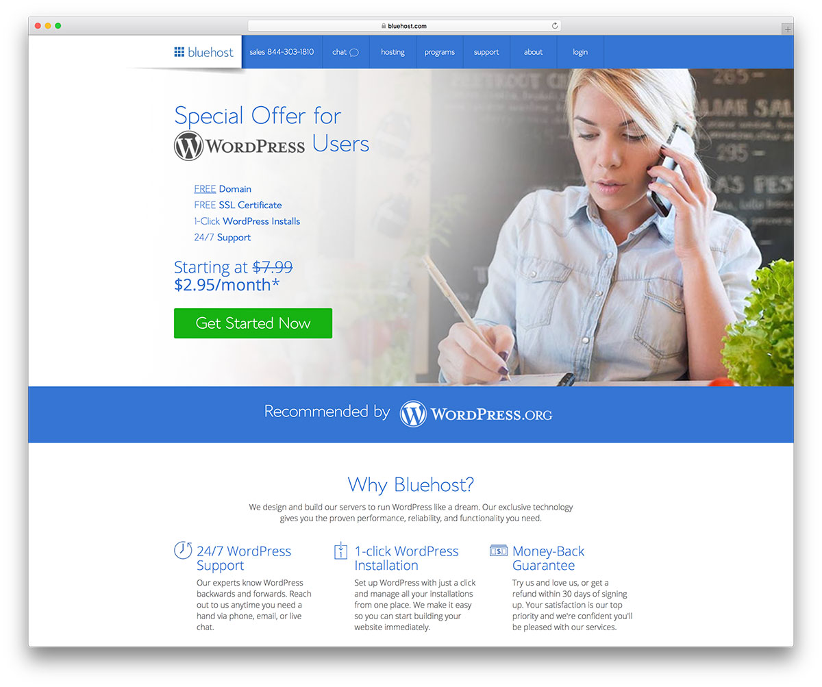 Hébergement WordPress pas cher par Bluehost