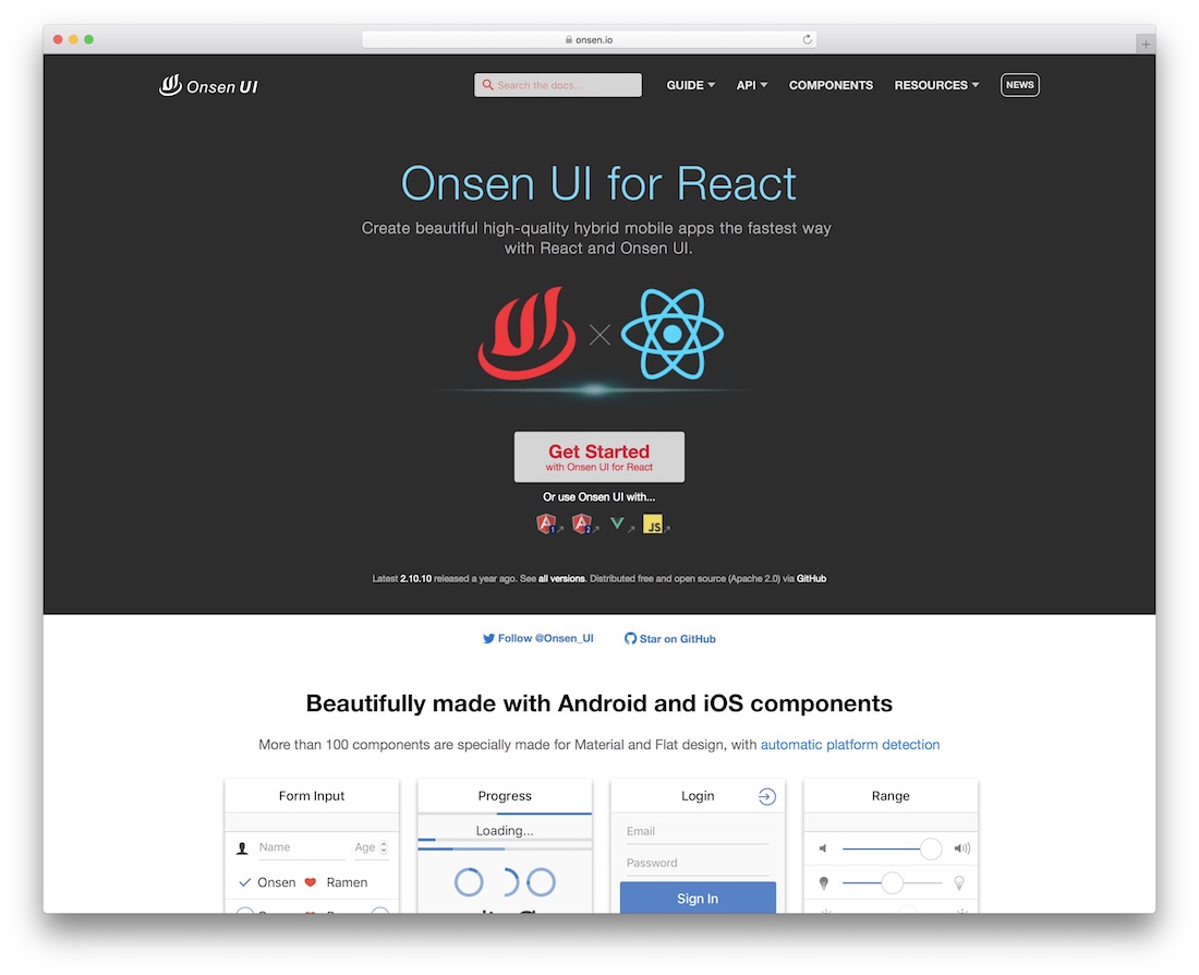 onsen ui pour réagir