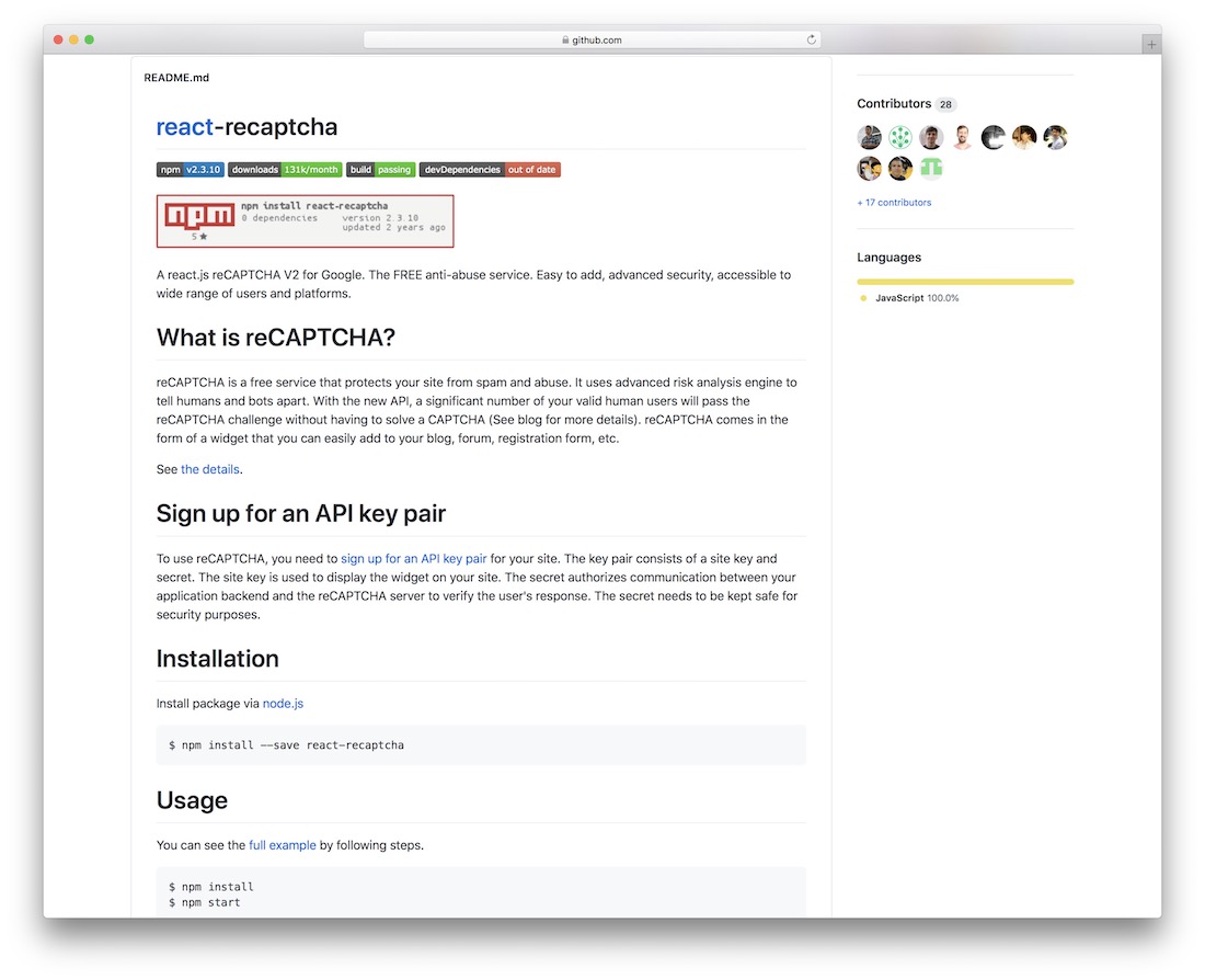 google reCAPTCHA pour réagir js