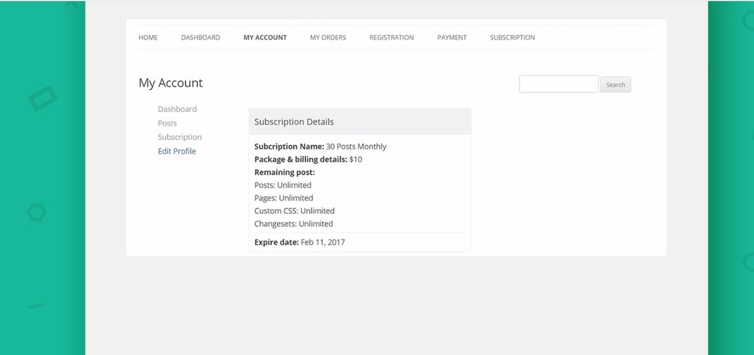 WP User Frontend - Membership, Profile, Registration & Post Submission Plugin para a página de demonstração do WordPress