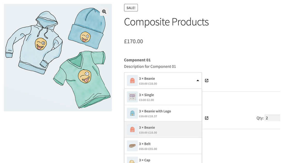 Prodotti compositi WooCommerce minimalisti