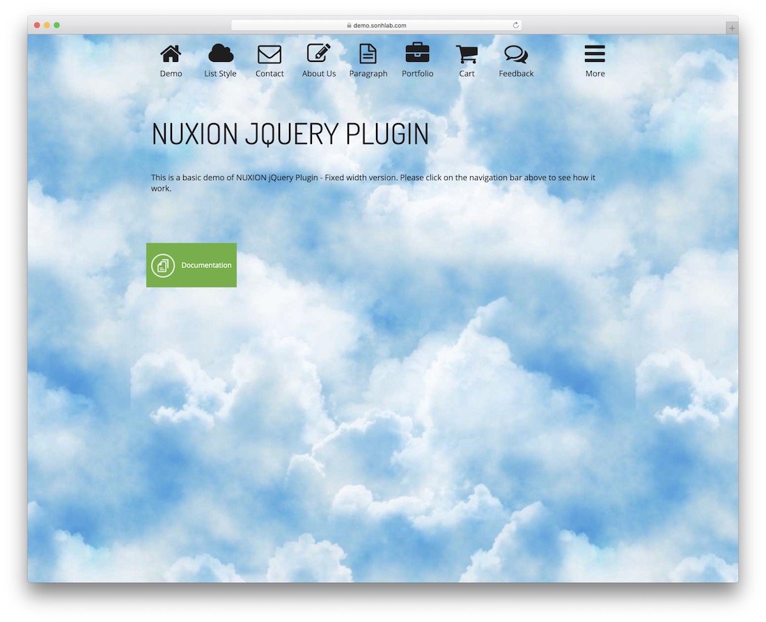 barra de menu de navegação ux responsiva nuxion jquery