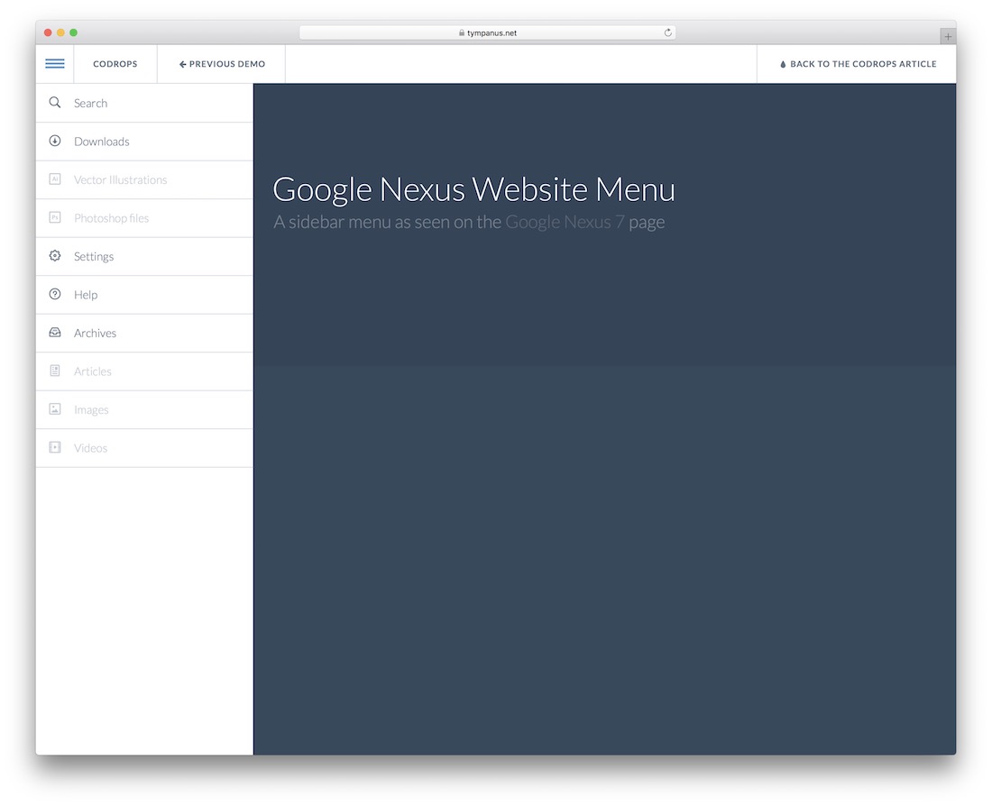 plugin do menu do site do google nexus