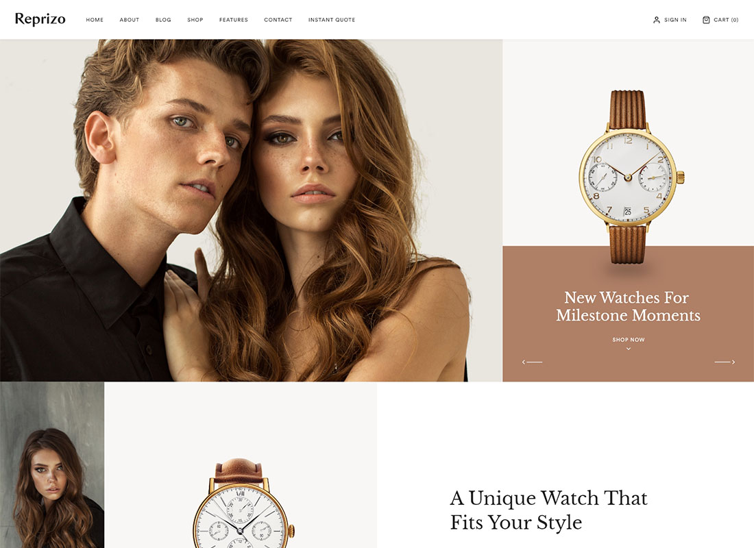 Reprizo - WordPress Theme für Schmuck- und Uhrenshop