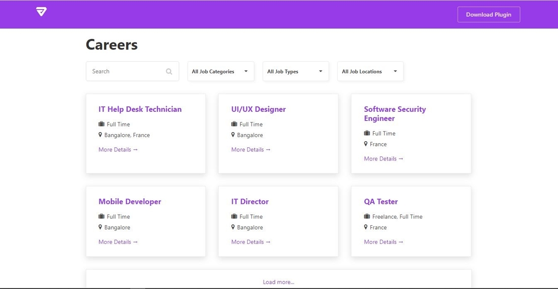 صفحة عرض فرص العمل WP