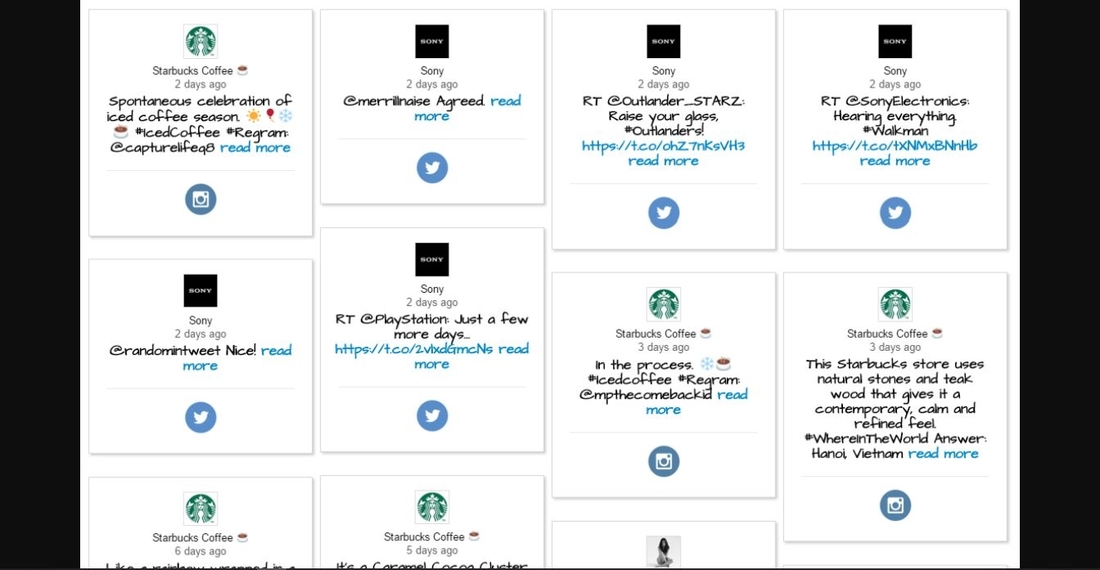 Social Feed Tutti i social media in un unico posto dalla pagina demo di Web-Settler
