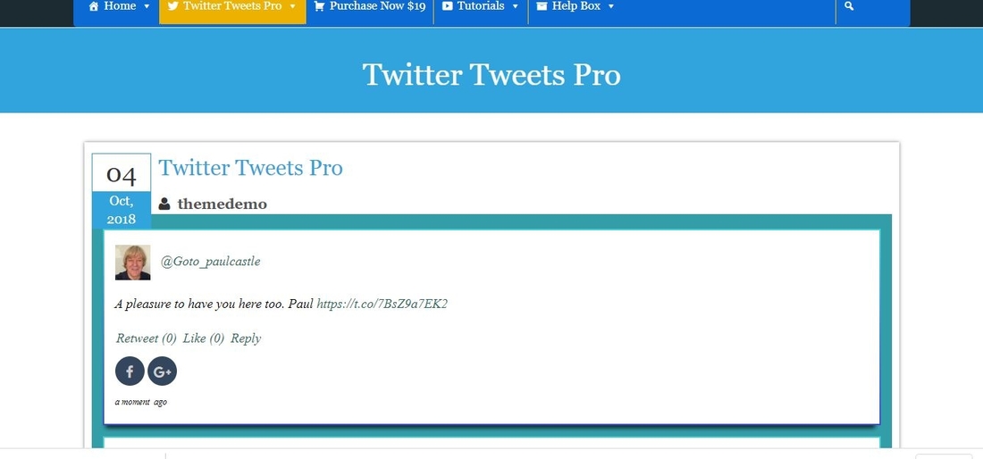 Personalizza i feed per Twitter dalla pagina demo di Weblizar