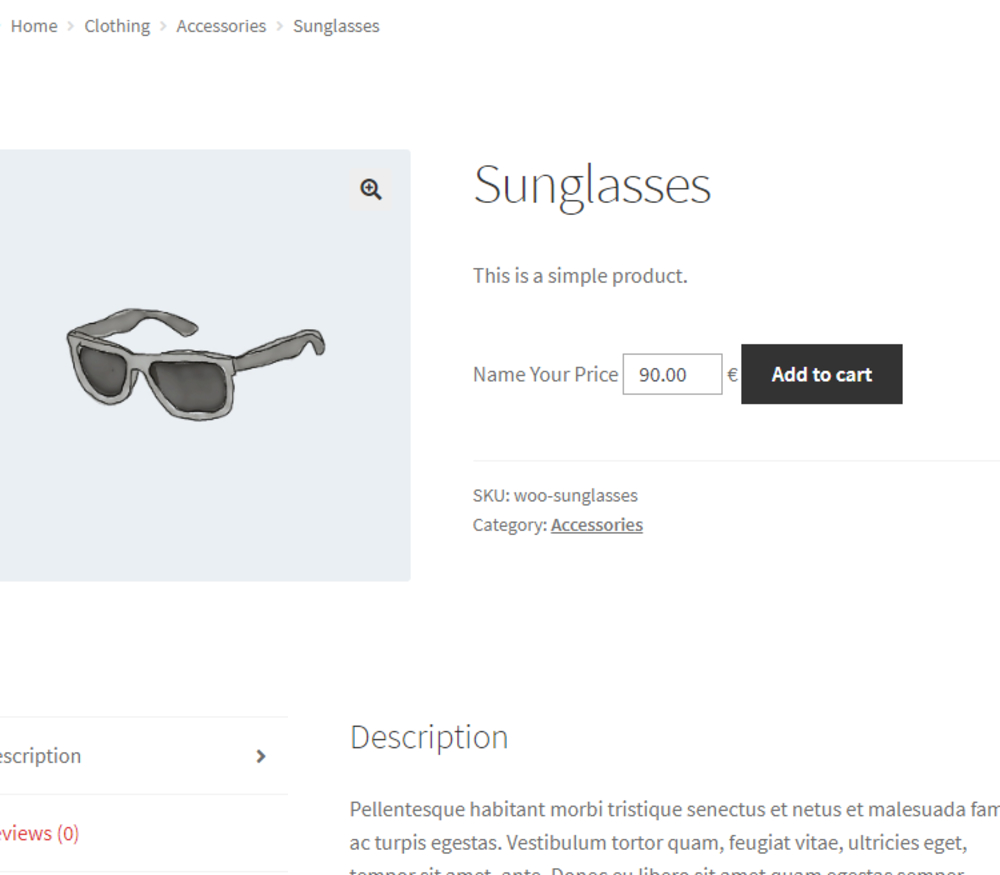 WooCommerce Minimalist اسم ملحقات السعر الخاصة بك