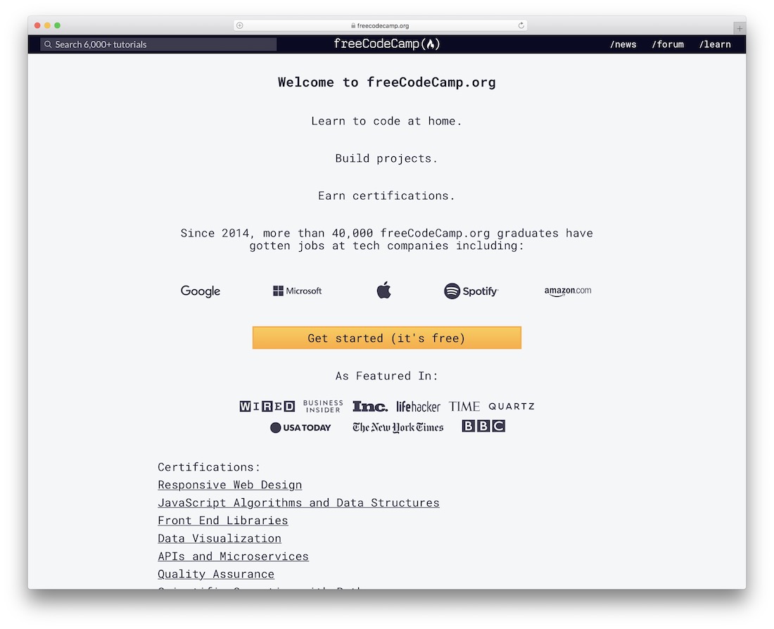 freecodecamp تعلم جافا سكريبت على الإنترنت مجانًا