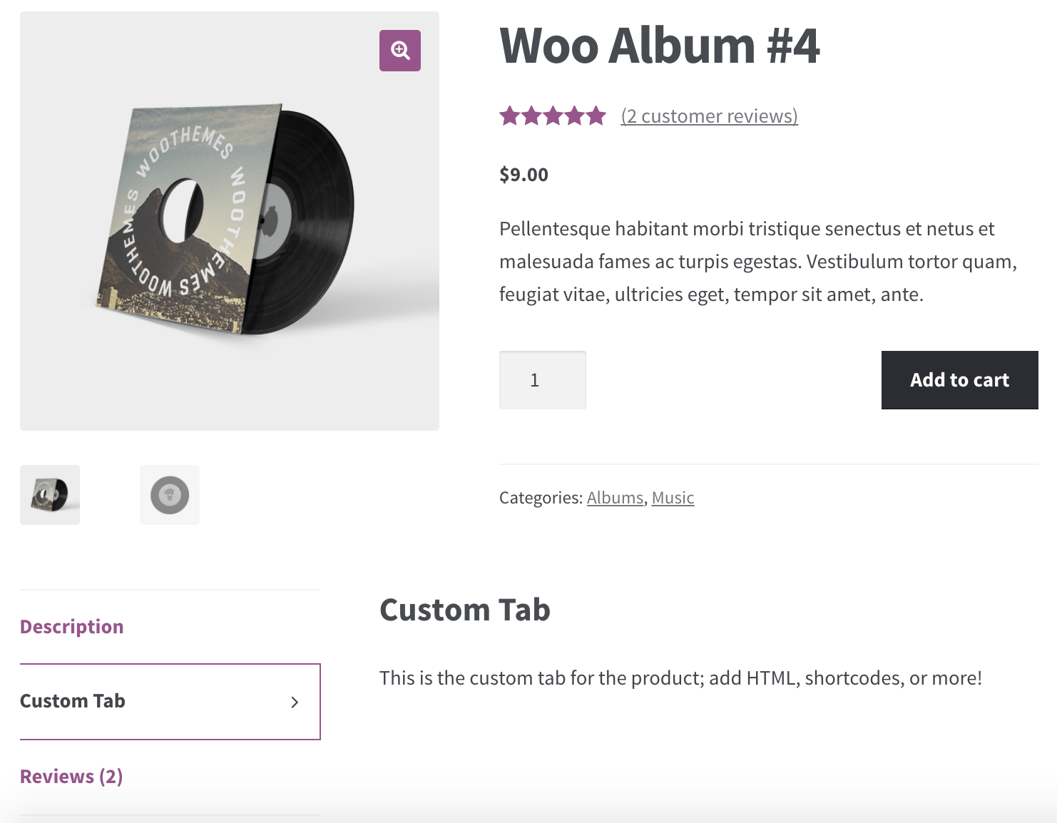 Минималистичная вкладка WooCommerce