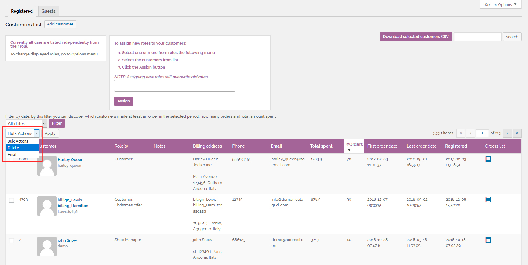 Semplici plugin per la cronologia dei clienti di WooCommerce