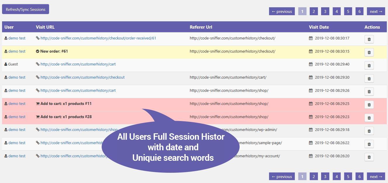 Plugin estesi per la cronologia dei clienti di WooCommerce