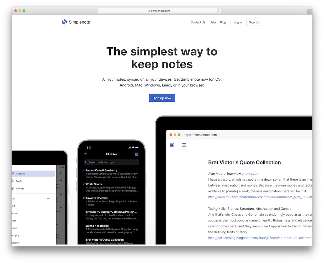strumento per prendere appunti online simplenote