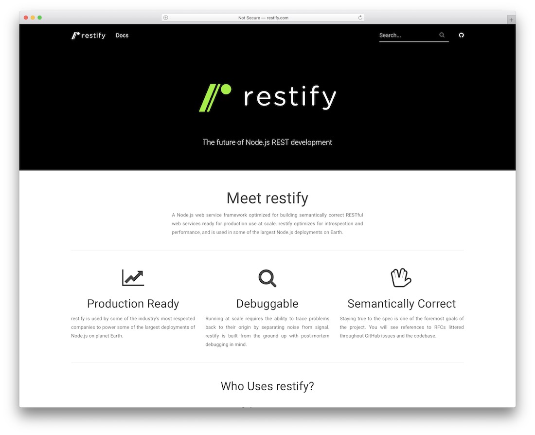 Restify node js framework