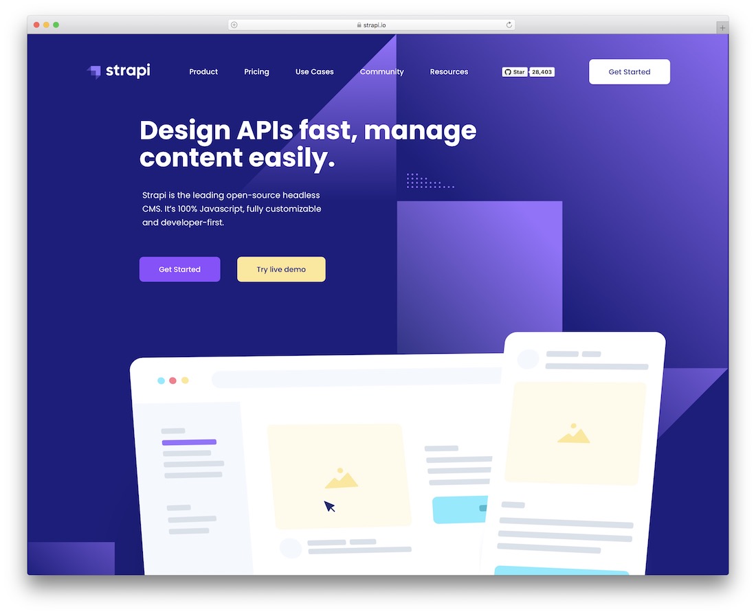 strapi node js framework