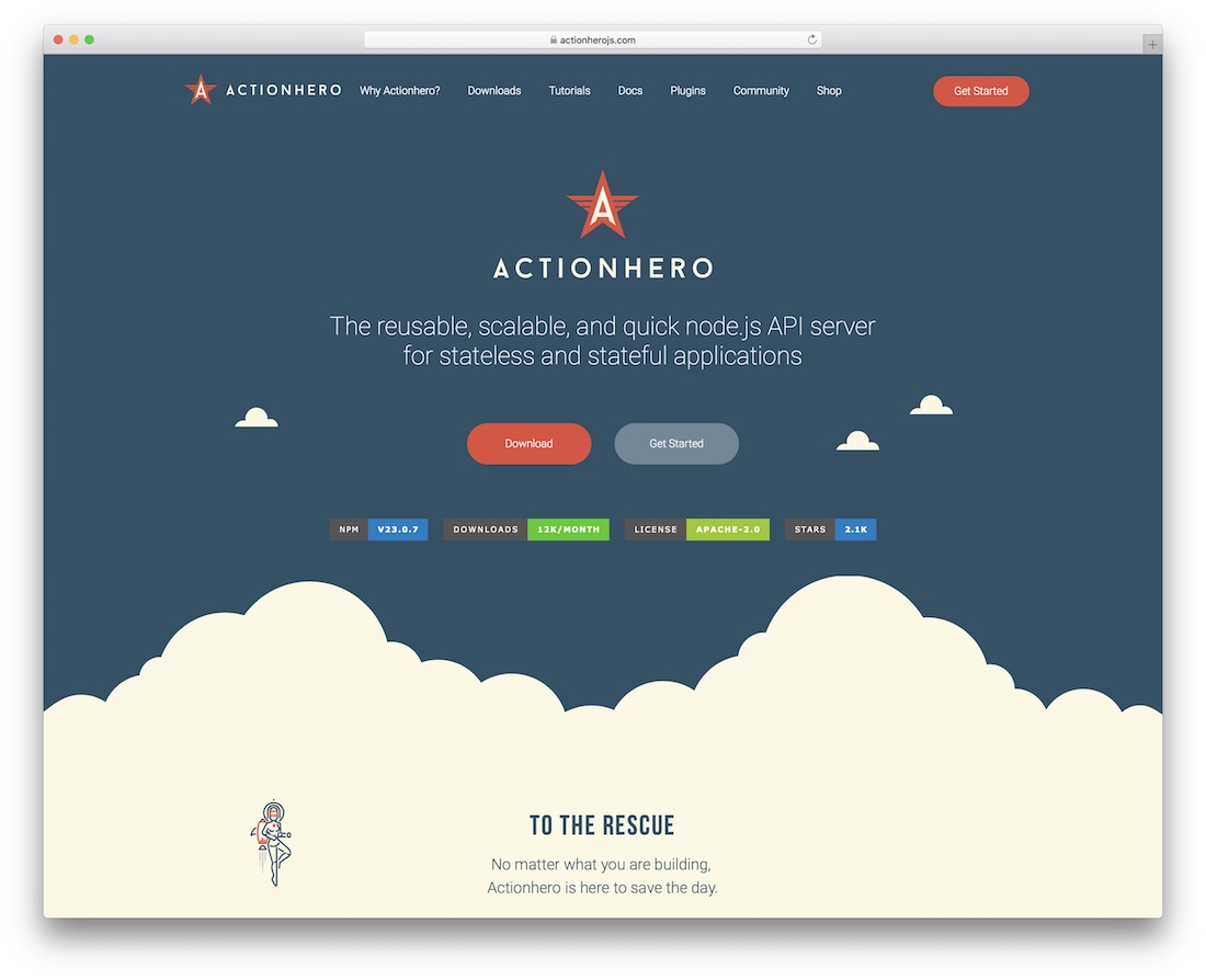 js-фреймворк для actionhero