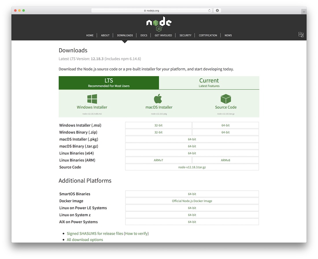 framework javascript node.js