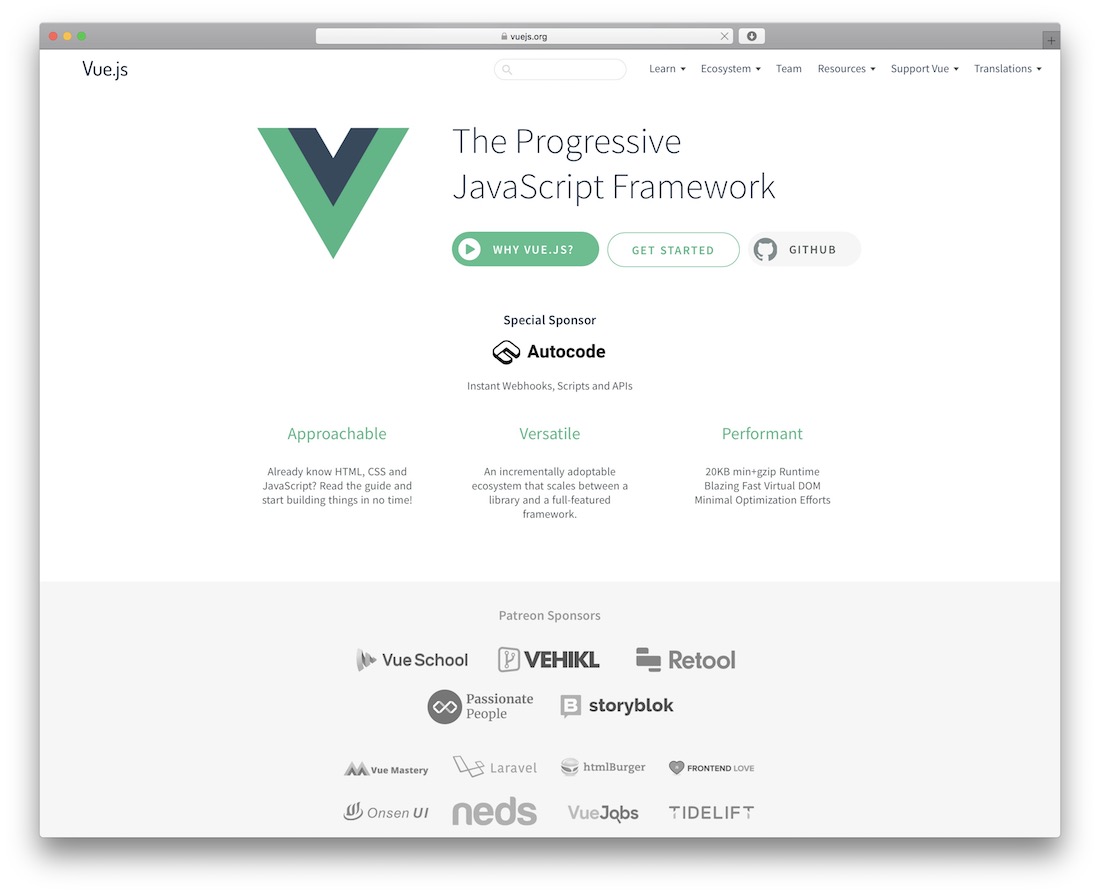 vue.js framework javascript
