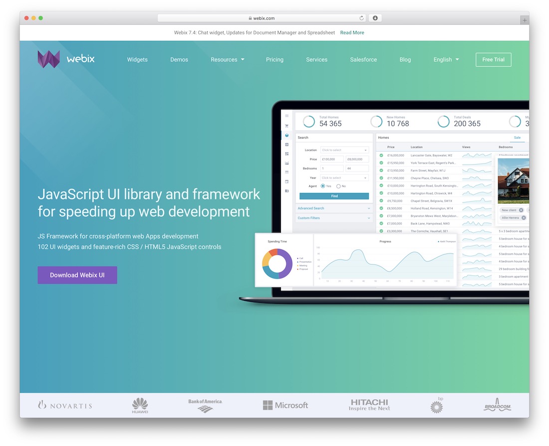 framework javascript webix