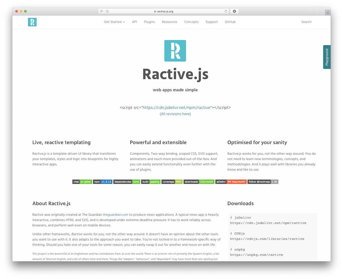 ractive.js framework javascript