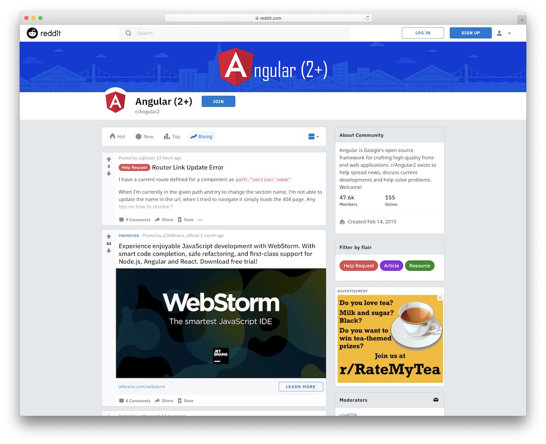 ressource reddit pour les développeurs angulaires 2