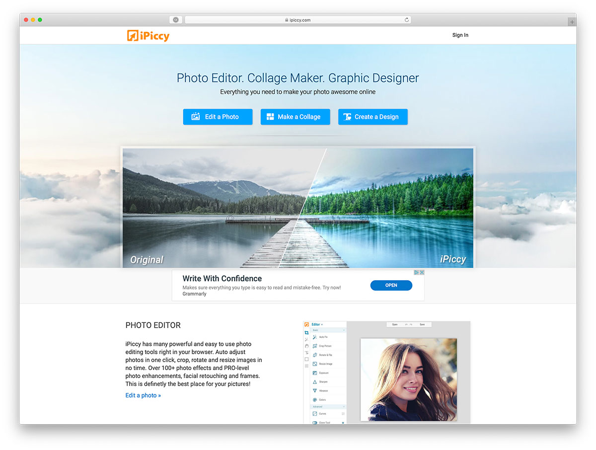 Outils de retouche photo en ligne comme Photoshop