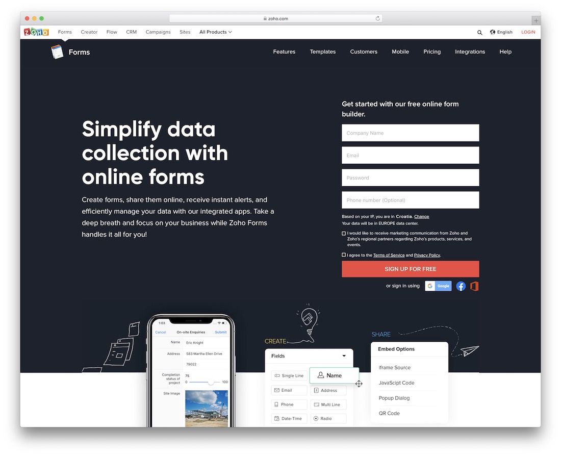 zoho 在线表格制作工具