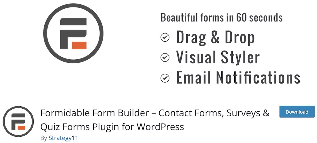 formidable plugin wordpress de formulaire de contact gratuit