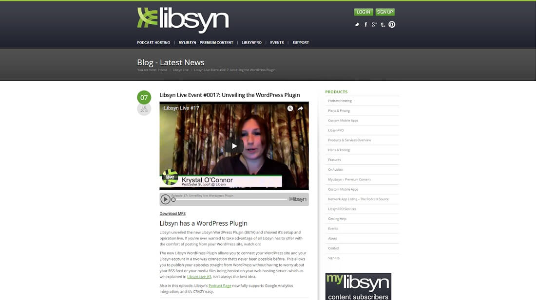 плагин подкастинга libsyn для WordPress