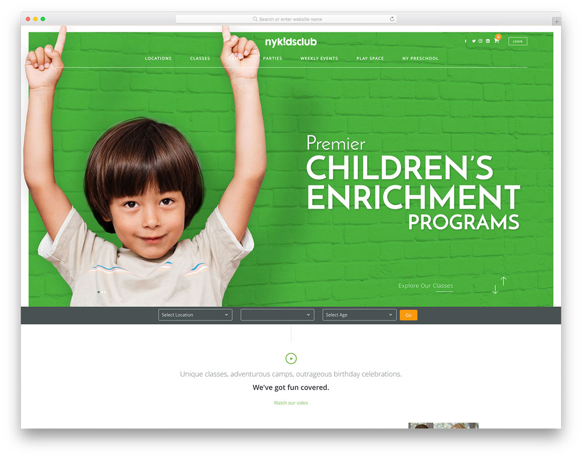 Proiectarea site-ului NY Kids Club