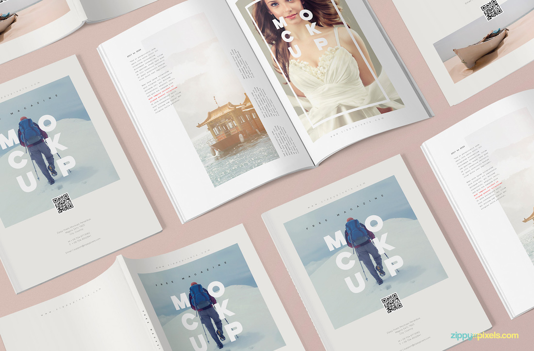 無料の雑誌のモックアップテンプレート