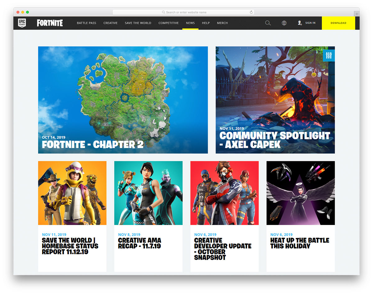Epic Games - Fortnite - تصميم مدونة الألعاب