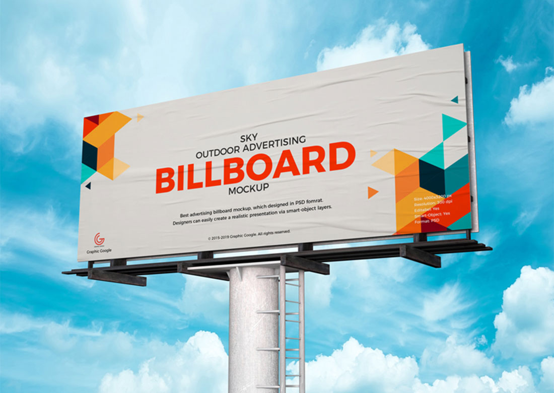 Mockup PSD ป้ายโฆษณากลางแจ้งฟรี