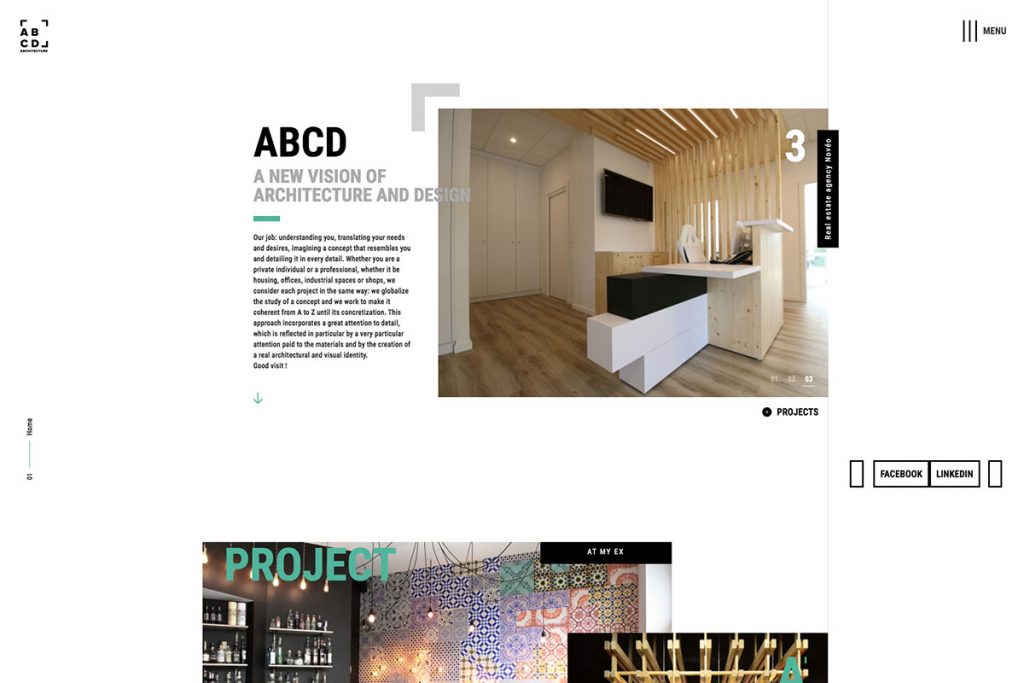 ABCDアーキテクトのウェブサイトのデザイン