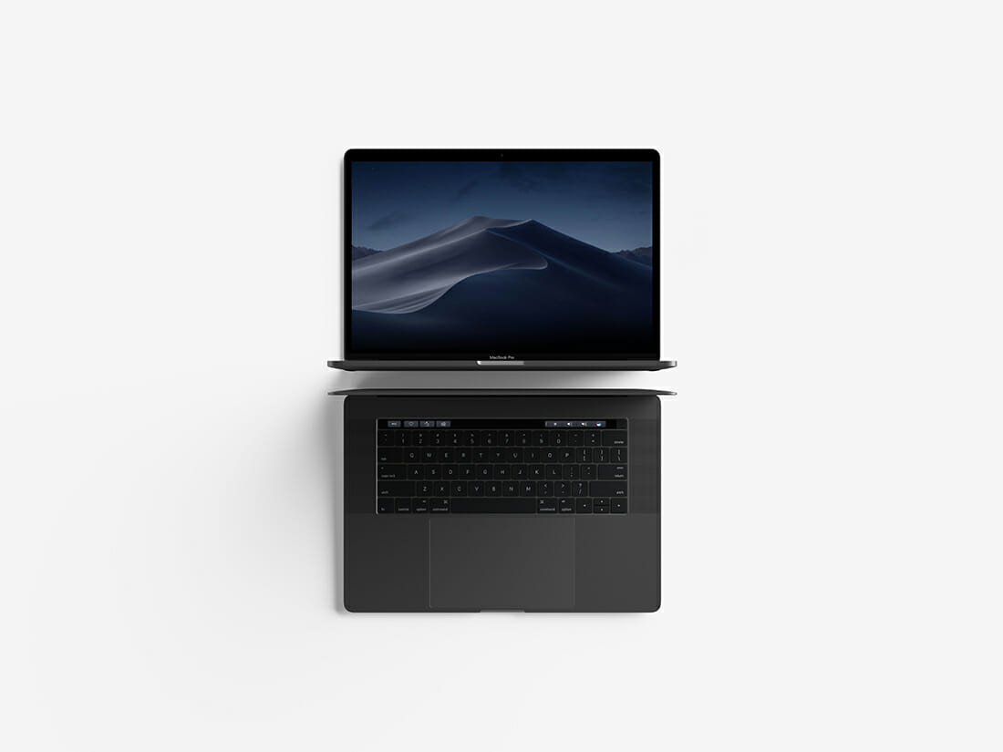 maquette macbook pro moderne vue de dessus