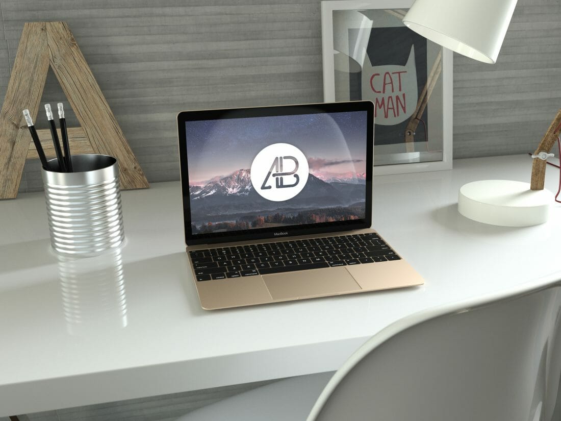 anthony boyd, maquette de macbook 12 pouces en or réaliste