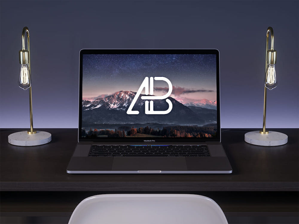 2017 macbook pro sur la maquette de bureau 2 graphiques anthony boyd